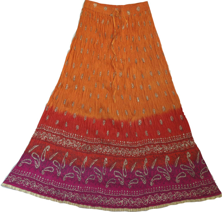 Tie Dye Crinkle Long Skirt