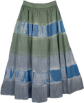 Tinsel Green Blue Fashion Long Skirt [3194]