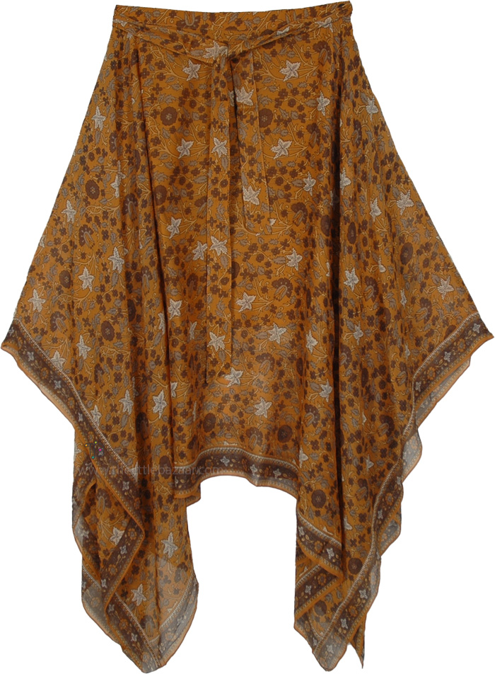 Golden Fields Scarf-Print Hanky Skirt Size Small