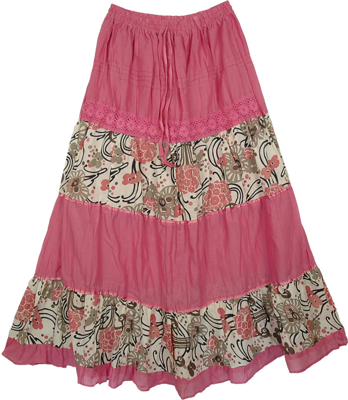 Contessa Pink Floral Womens Skirt