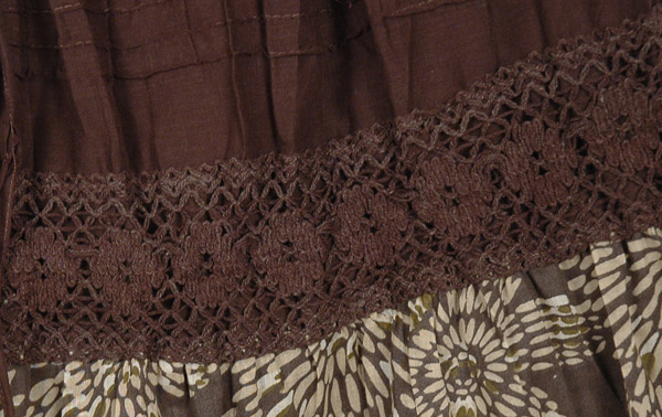 Rock Brown Floral Print Skirt