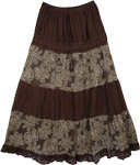 Rock Brown Floral Print Skirt