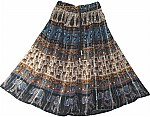 Bohemian Gypsy Ethnic Printed Blue Short Skirt