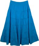 Tiered Blue Maxi Silhouette Skirt  [3253]