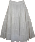 White Sweep Tiered Maxi Skirt
