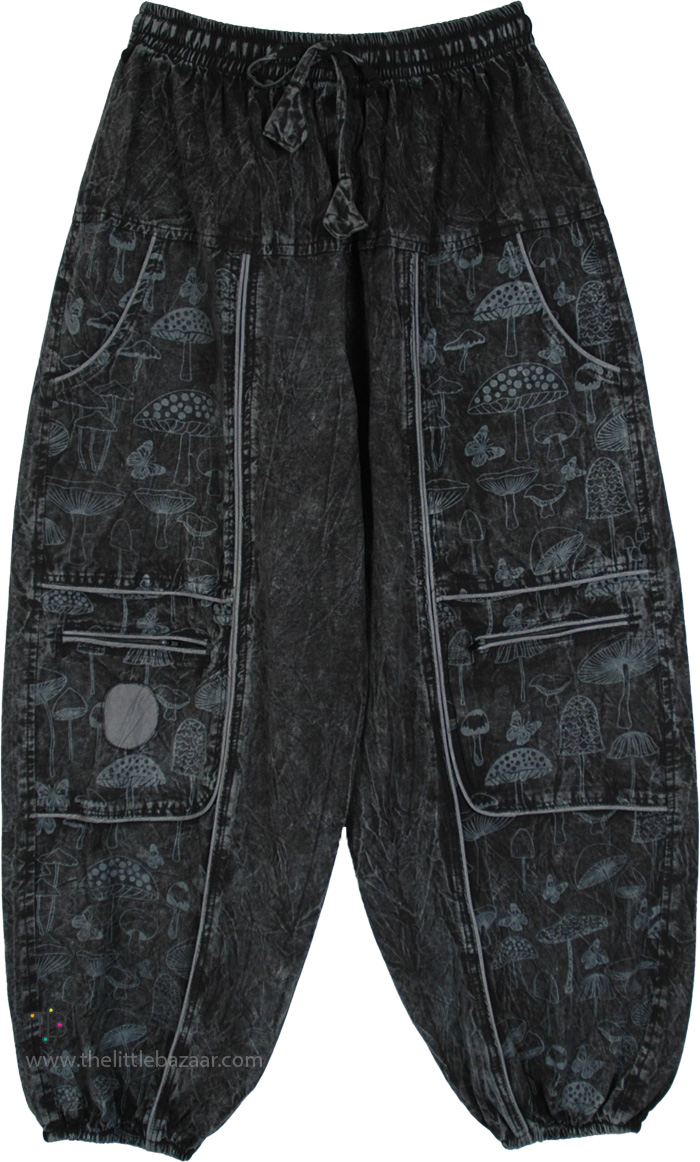 Midnight Mycology Cotton Harem Cargo Pants