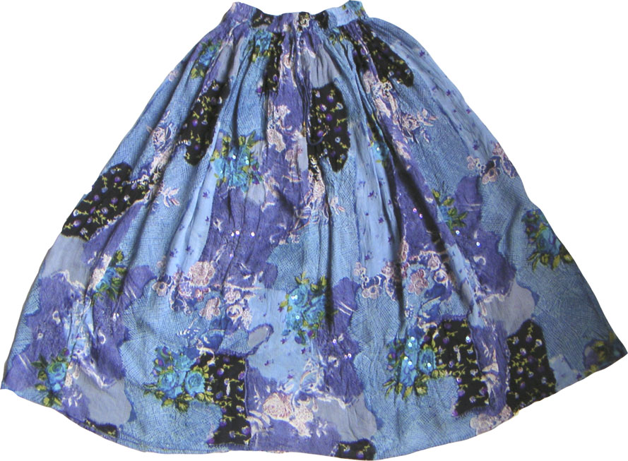 Bohemian Long Skirt Printed w/ Sequins