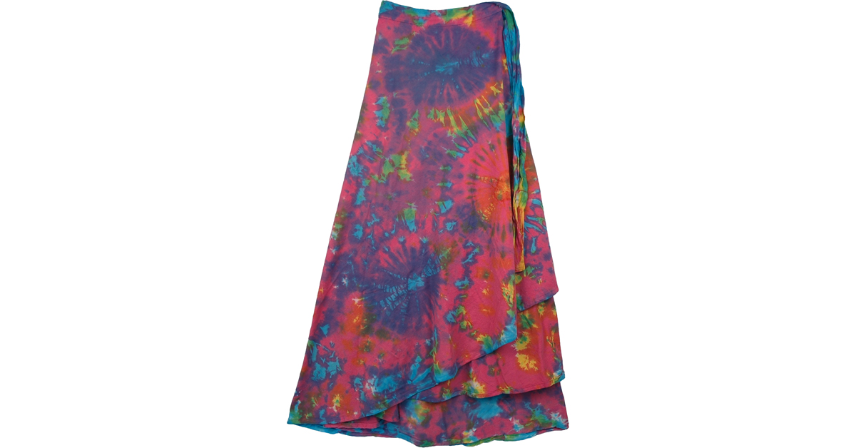 Tie dye wrap around skirt cheap