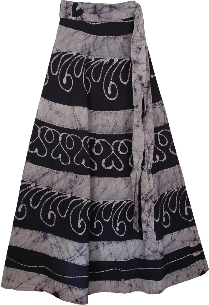 Dusty Blue Long Wrap Skirt | Wrap-Around-Skirt, Black-Skirts