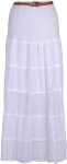 Tiered Eyelet Swiss Dot Maxi White Skirt