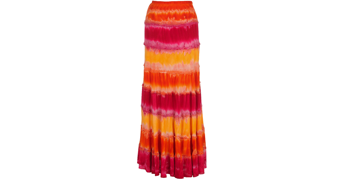【COLOR iN ID】Tie banding long skirt Multicolor Tie Dye Patchwork Flowy Soft Fabric Long Skirt