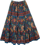 Blumine Floral Print Cotton Long Skirt