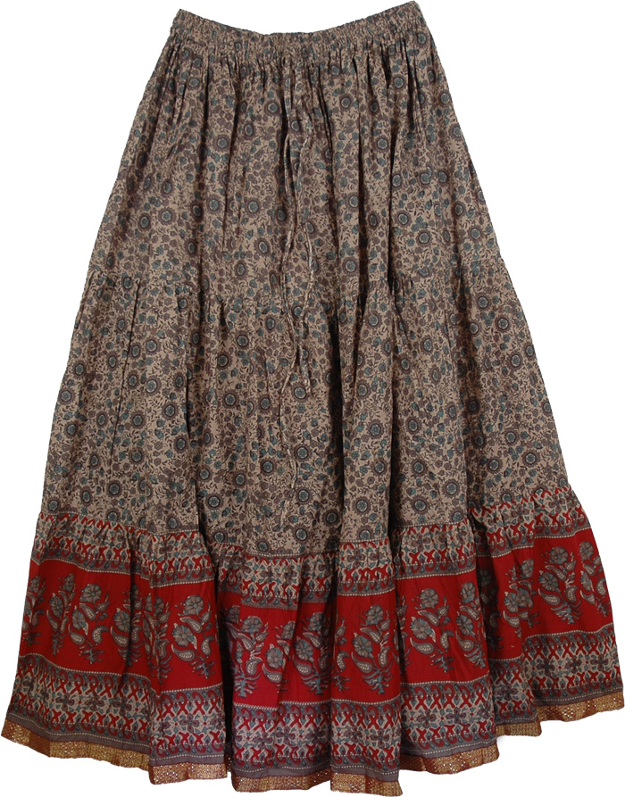 Sand Burgundy Summer Long Skirt