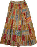 Earthen Patchwork Long Skirt