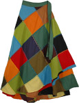 Deep Patchwork Wrap Around Fashion Skirt