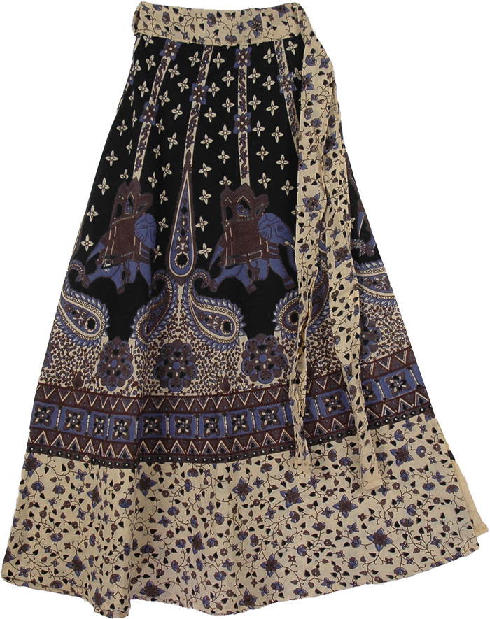 Blue Elephant Wrap Skirt