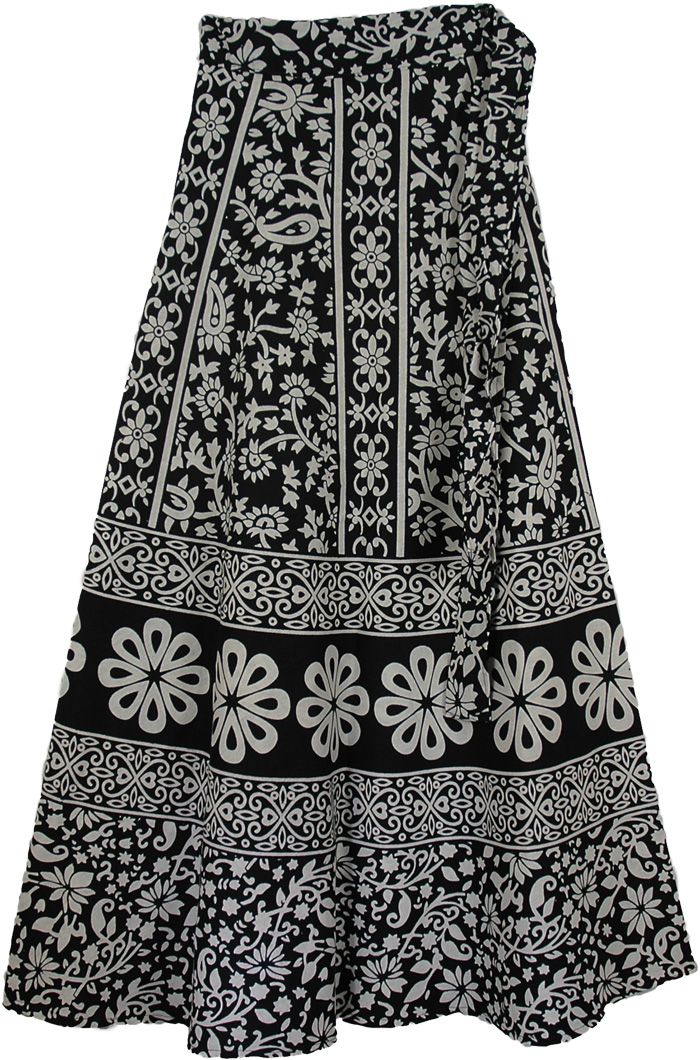 Black White Floral Fancy Wrap