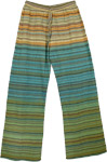 Boho Pants Cotton Green Striped [3419]