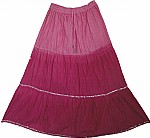 Pink Cotton Sequin Long Skirt 