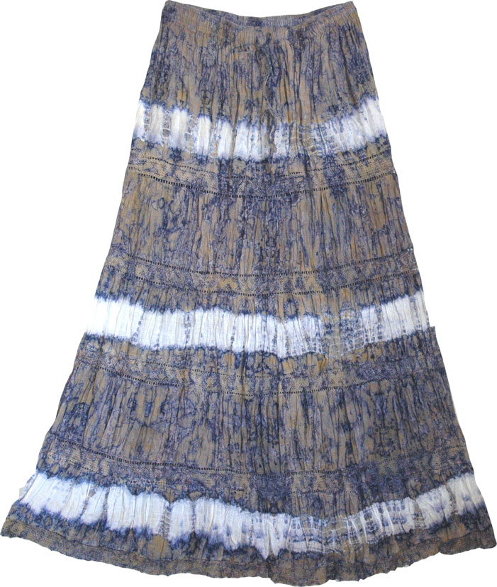 Tie Dye Crinkle Long Skirt