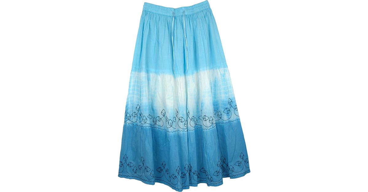 Sale:$11.99 Hazy Sky Blue Tie Dye Damsel Cotton Skirt | Clearance ...