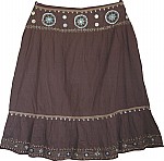 Dark Brown Womens Short Skirt w/ Sequins