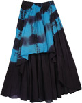 High Low Black Blue Cotton Skirt