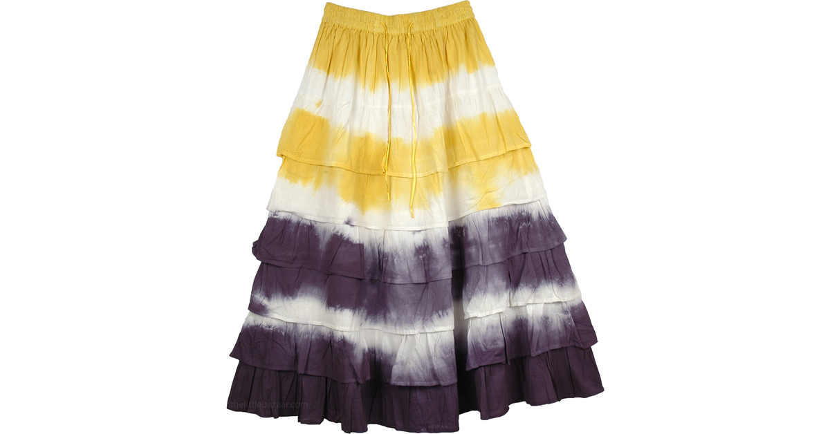 Sale:$16.99 Thunder and Yellow Layered Skirt | Clearance | Yellow | Tie ...