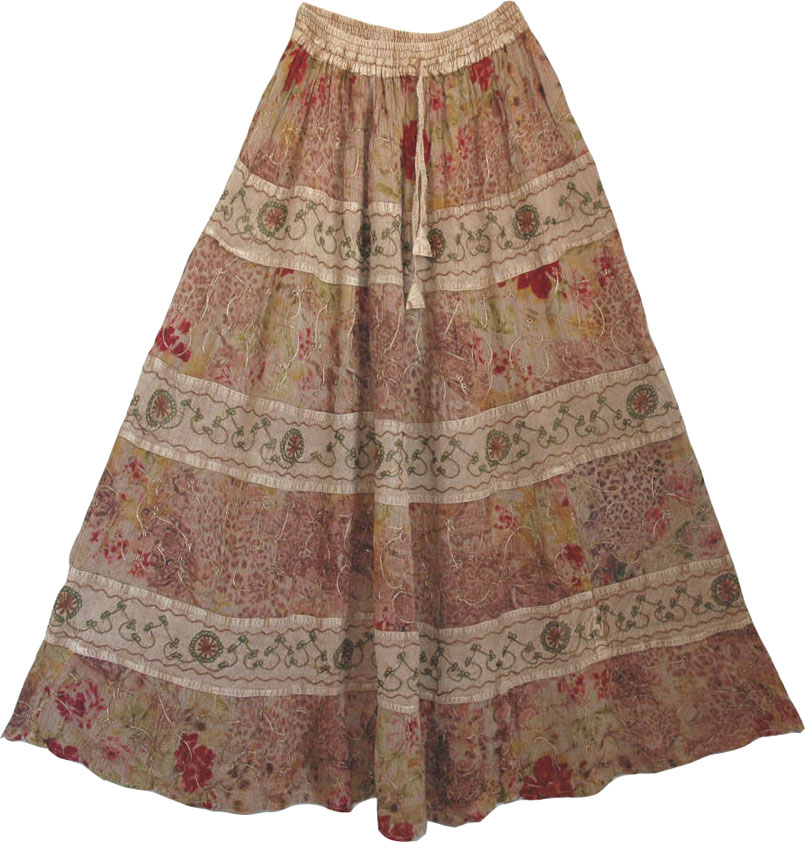 Womens Printed Long Skirt 