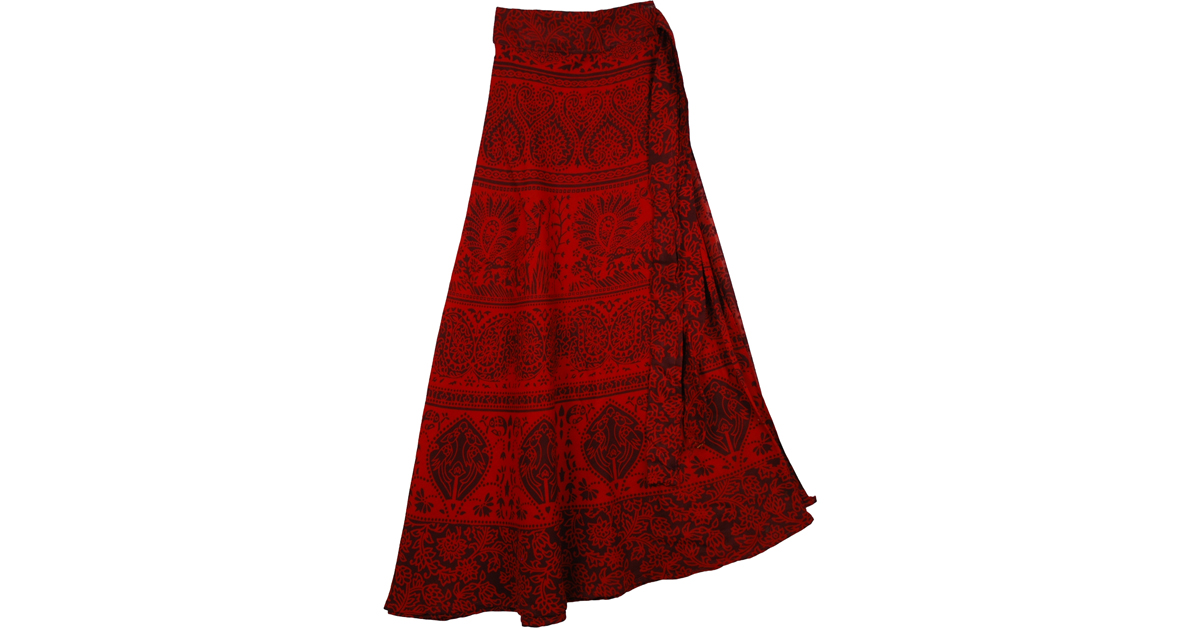 Bulgarian Red Soft Wrap Skirt | Wrap-Around-Skirt