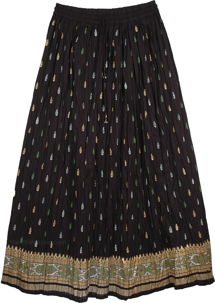 Crinkle Fiesta Black Skirt