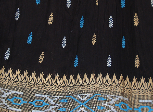 Royal Blue Block Print Black Skirt