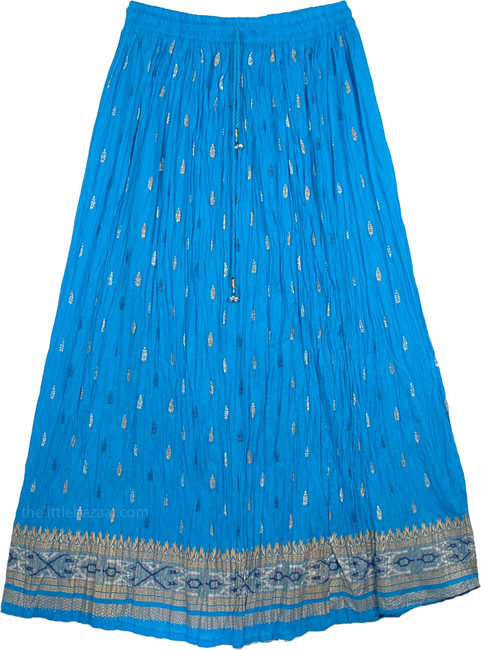 Cerulean Crinkled Light Beach Skirt