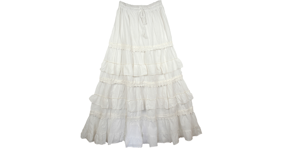 Westar White Frills Long Skirt