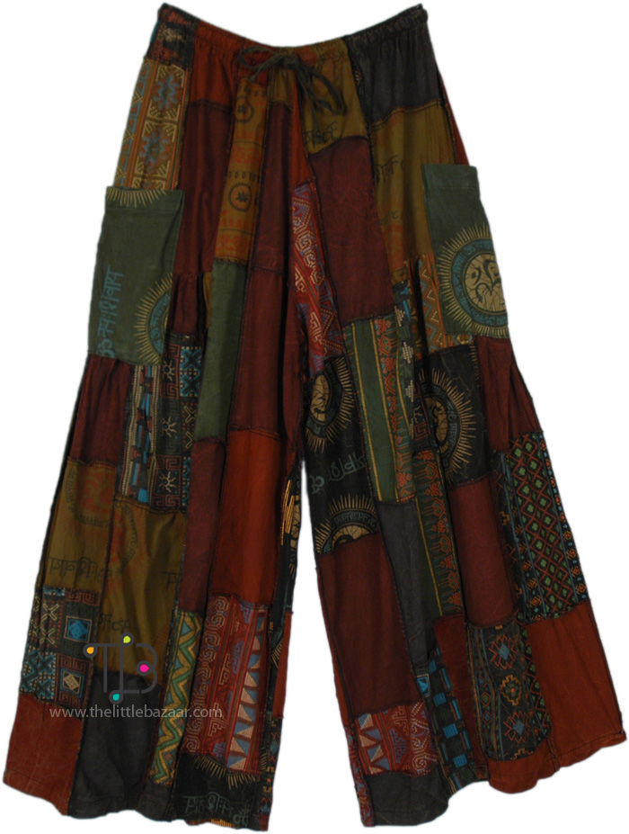 Profuse Patchwork Wide Leg Bohemian Pants