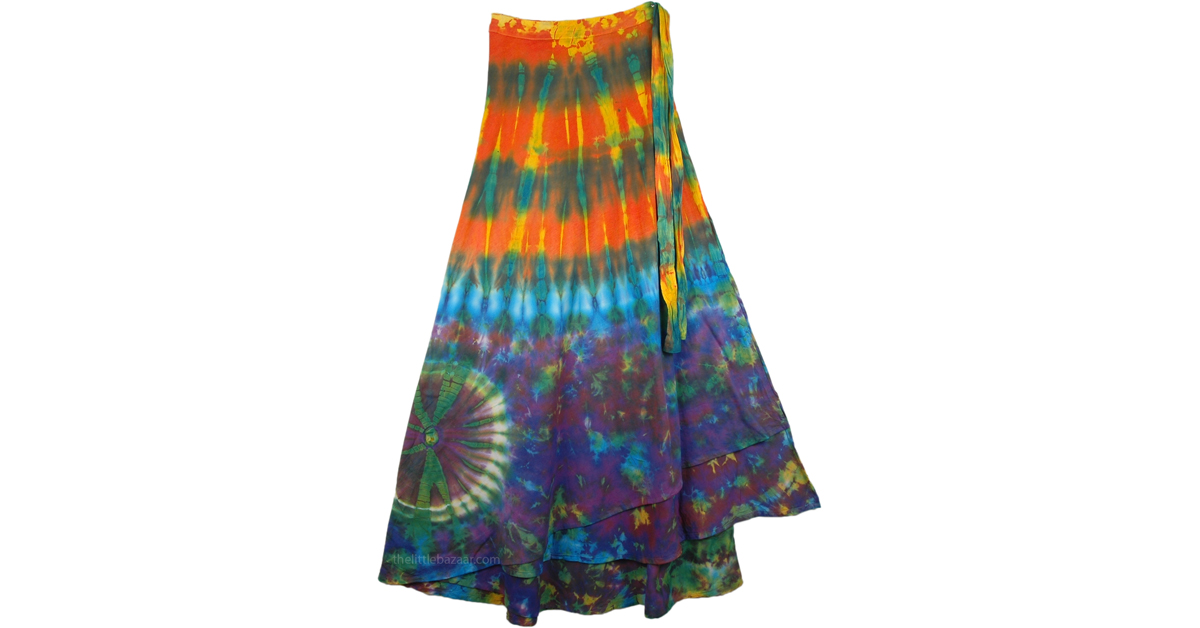 Hotice Cotton Wrap Around Long Skirt | Wrap-Around-Skirt, Tie-Dye,Hippie