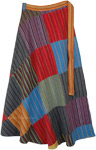 Siksika Striped Patchwork Wrap Around Cotton Long Skirt