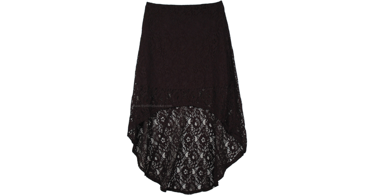 Hi Low Black Lace Skirt | Black | Lace, Junior-Petite, High-Low