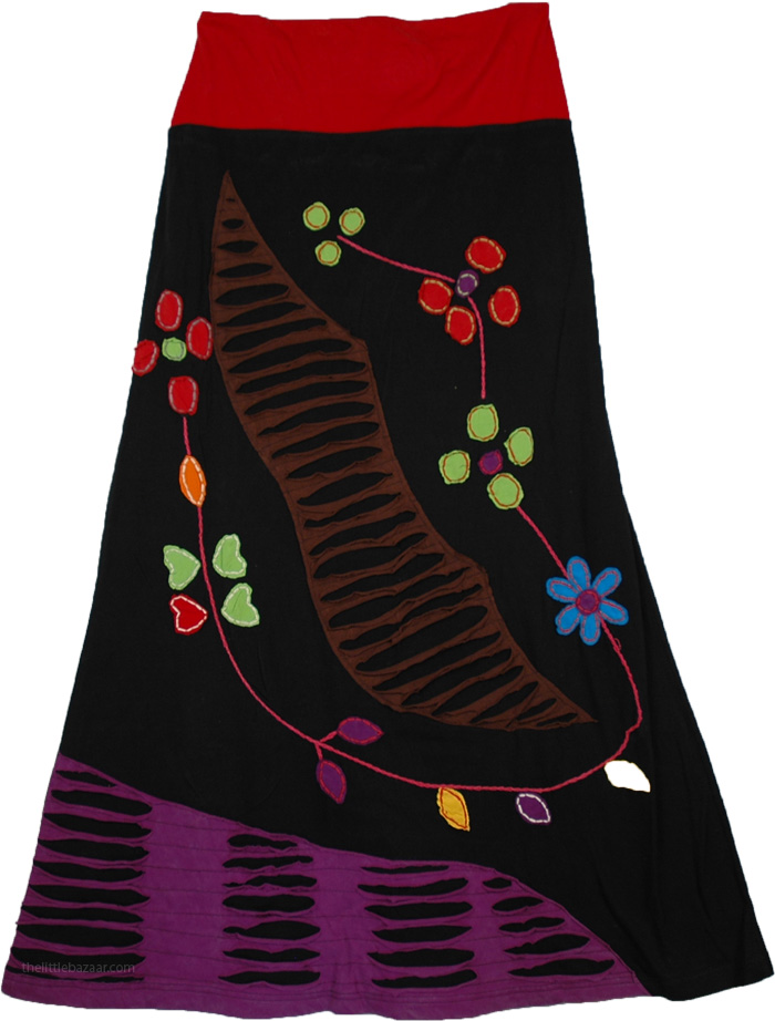 Black Applique Tantra Skirt