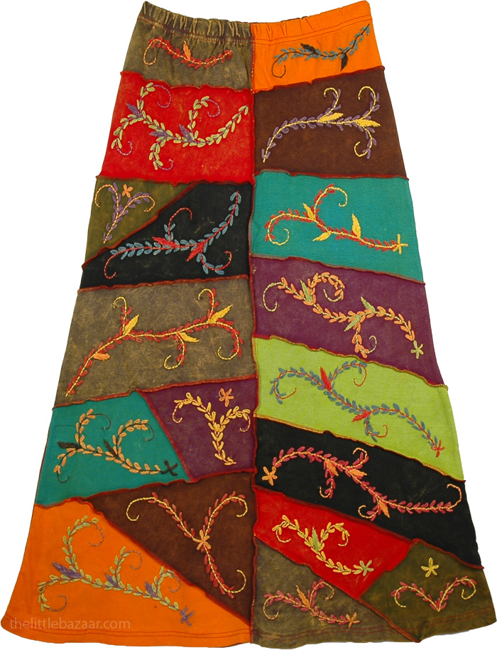 Himalayan inspired Embroidered Hippie Skirt
