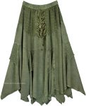 Asparagus Colored Skirt In Acid Wash Look  [3602]