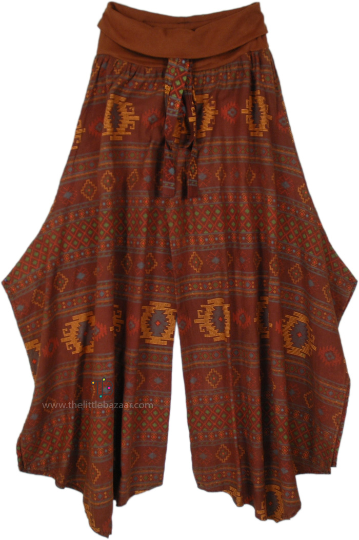 Brown Town Bohemian Slit Palazzo Pants