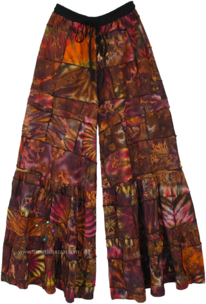 Tie Dye Splash Patchwork Festive Wide Leg Pants | Multicoloured | Split ...