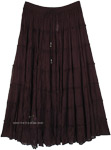 Black Goth Seven Tiered Full Cotton Skirt