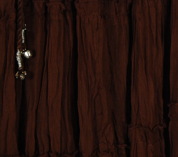Dark Choco Seven Tiered Full Cotton Skirt | Brown | Tiered