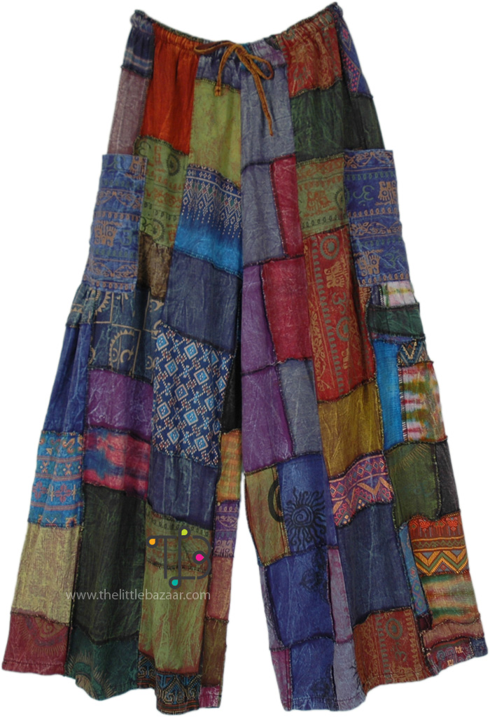 Violette Love Patchwork Wide Leg Bohemian Pants