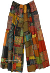 Saffron Streak Patchwork Wide Leg Bohemian Pants