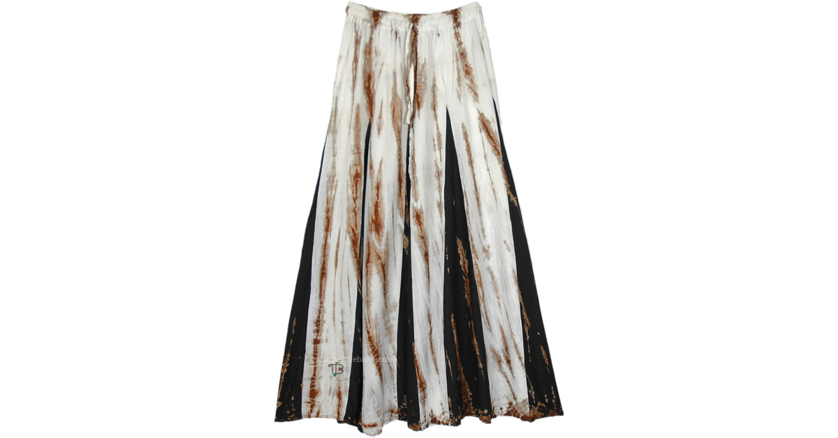 【BOHEMIAN SEOUL】PANEL TIED SKIRT Icy Rock Tie Dye Panels Long Maxi Boho Skirt | White | Maxi