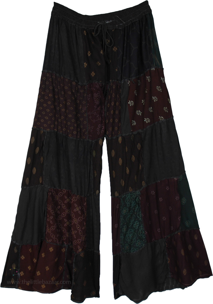 70s Noire Boho Wide Leg Dori Patchwork Trousers