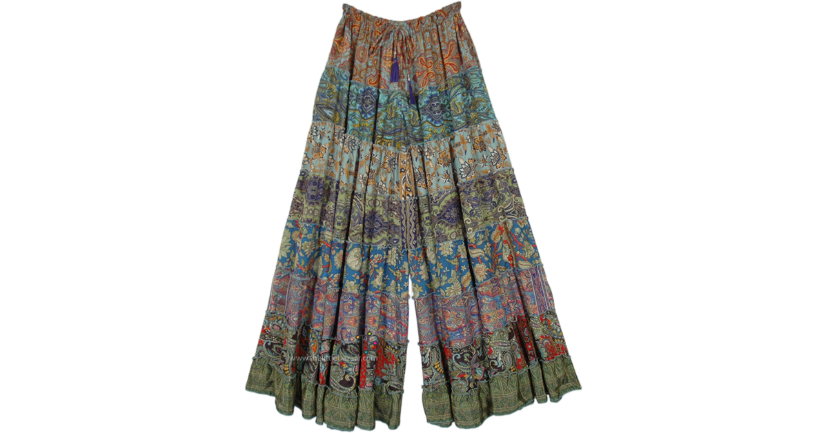 Forest Beauty Panels Split Skirt Long Pants | Multicoloured | Split ...